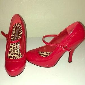 Red patent leather Mary Janes